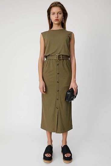Amazon Co Jp マウジー ワンピース ドレス Belted Button Up ドレス 010csh80 1370 Free グリーン レディーズ 服 ファッション小物