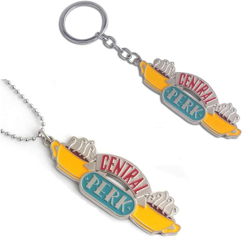 HomeWelt Friends TV Show Central Perk Coffee Time Souvenir Set Pendant Key Chain Badge