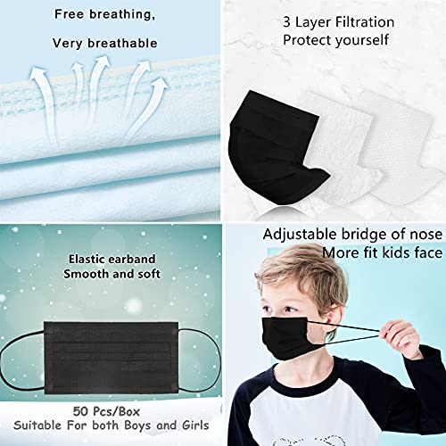 mystcare Kids Disposable Face Mask 50 Pack Ages 512 Filter 3Layer