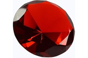 Zoogamo 2” / 60 mm Red Diamond Shaped Glass Crystal Paperweight – Home Office Decor & Valentine's Day Gift Wedding Favors Centerpieces Decoration with Gift Box
