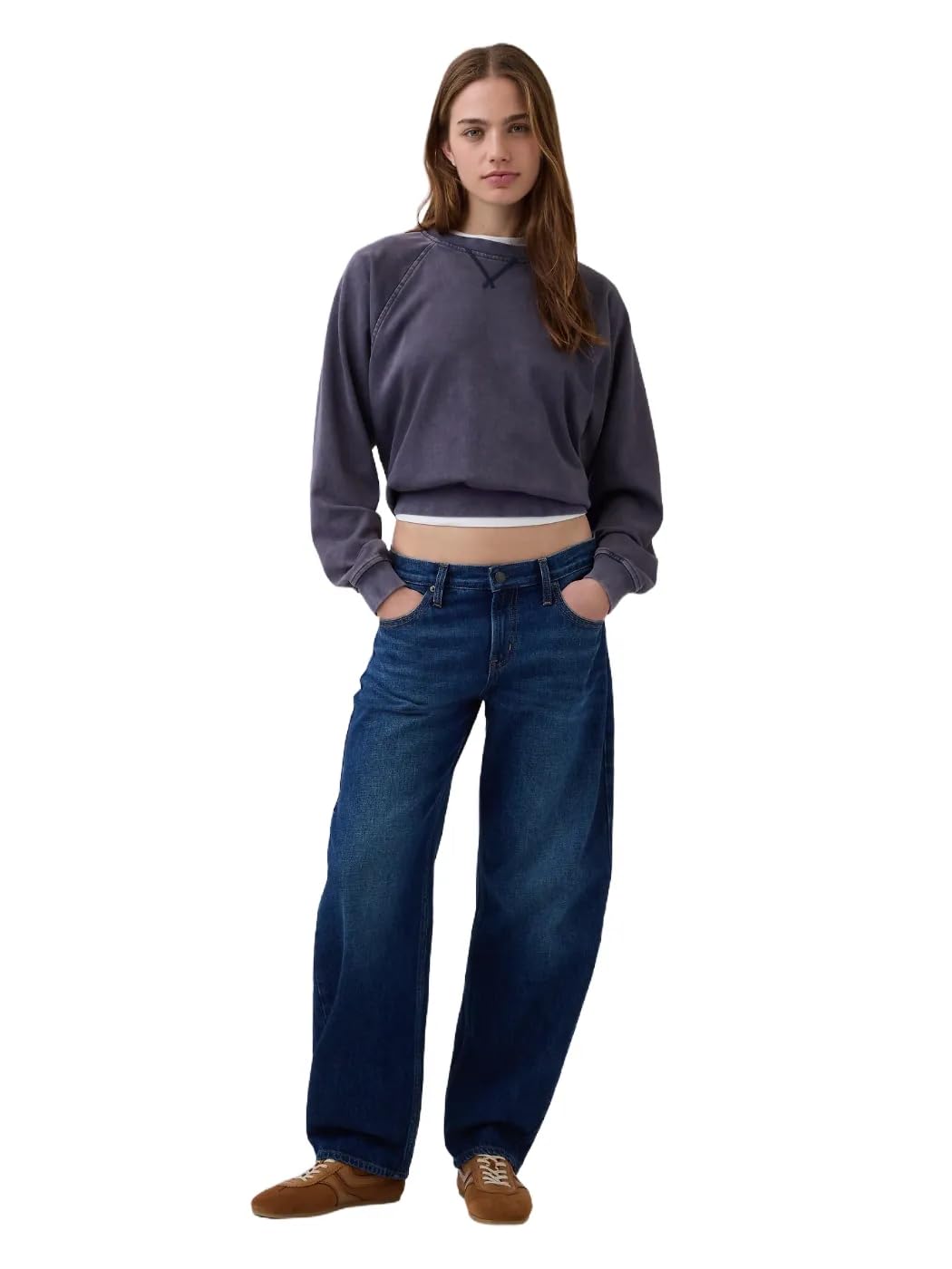 GAP Womens Low Rise Barrel Denim Jean Dark Wash 28