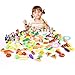 FUN LITTLE TOYS 128 pcs Play Food for Kids Kitchen, Pretend Food Plastic Food Toy for Toddlers
