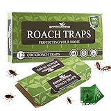 Greener Mindset 12 Pack Cockroach Traps with Bait Included - Premium Glue Trap - Eco-Friendly - Non-Toxic - Chemical Free - Spiders Ants Roach Killer