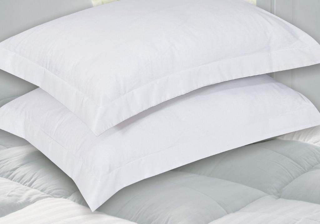 ZASH LONDON Oxford Pillow Case Pair Luxury Decorative Soft Bedroom Pillowcases Plain Dyed Poly Cotton Pillow Covers (White)