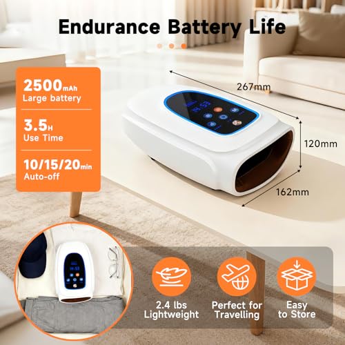 Hand Massager with Heat and Compression, Cordless Hand Massager for Arthritis and Carpal Tunnel, 3 Modes, 5 Levels, Pain Relief Heated Wrist Finger Massage, Gifts for Women Men Relaxation at Office