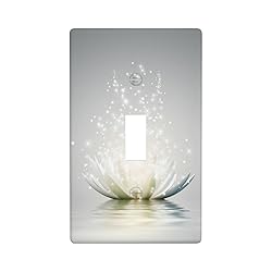 Green Lotus Flower White Decor Print Light Switch