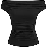 CIDER Women's Polka Dot Top Going Out Crop Tank Tops Boat Neck Ruched Summer Tops Trendy Cute Y2K Outfits