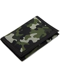 RFID Trifold Canvas Outdoor Sports Wallet for Kids - Front Pocket Wallet with Magic Sticker - Green