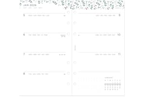 Filofax Calendar Diary Refill, Personal/Compact Size, Week-to-View, Garden Minimal Diary Pack, Multilingual: Five Languages, 