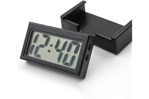 Universal Car Clock Rectangular Stick-On Electronic Smart Dashboard Watch Tempeure-Resistance Black