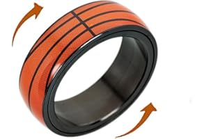 OIDIMS Basketball Rotating Spinner Fidget Band Rings for Men Women Anxiety Rotate Freely Athlete Sports Enthusiast Middle Knuckle Finger Ring Stress Relieving Stainless Steel Promise Couple Matching Birthday Anniversary Fashion Gifts