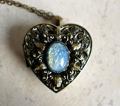 White Harlequin Opal Music Box Locket