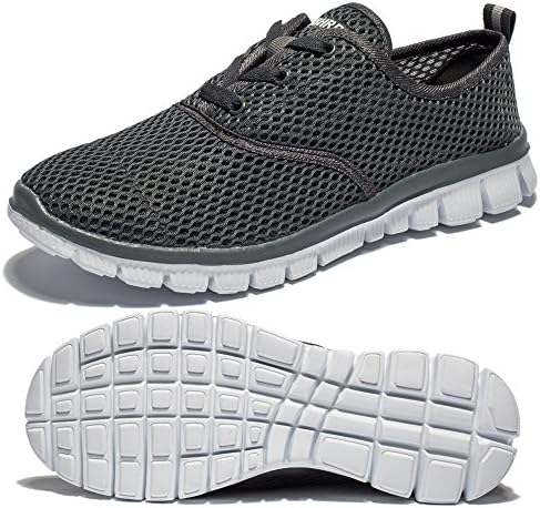 Saibhreas Men's Women's Running Shoes Lightweight Mesh Sneakers Breathable Casual (12US/46EU,Men, 18009-Grey)