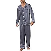U2SKIIN Mens Silk Pajamas Set, Long Sleeve Satin Pajamas for Men Sleepwear Button Down Pjs Set Two-piece