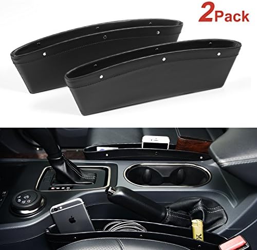 Benewell 2 PACK Car Seat Gap Filler - PU Leather Car Pocket Organizer, Slim Seat Console Organizer for Phone, Wallet, Cash