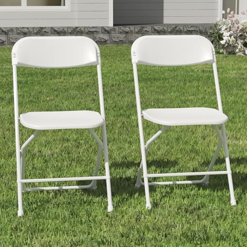 White Folding Chairs 2 Pack for School Events Wedding Parties Picnic