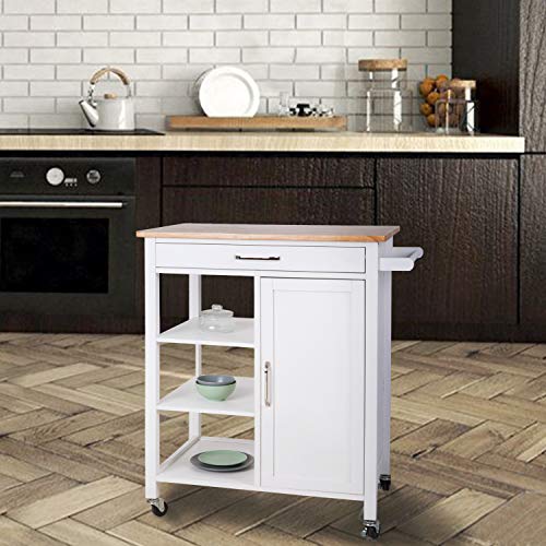 Buy Peach Tree 5Tire Rolling Wood Kitchen Island Trolley Cart Bamboo