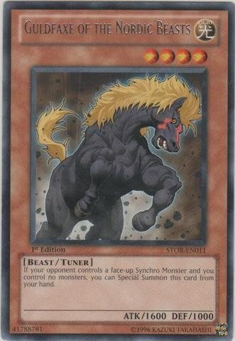 Amazon Com Yu Gi Oh Guldfaxe Of The Nordic Beasts Stor En011 Storm Of Ragnarok 1st Edition Rare Toys Games