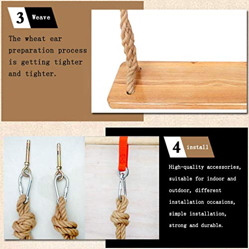 xiaodou Gartenschaukel Verlängern Sie verdicken Doppelschaukel Kletterseil Massivholz Schaukel Kinderstuhl Spielzeug… – Bild 6