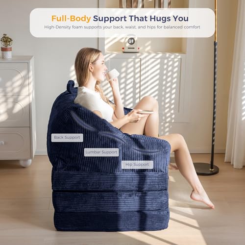 MAXYOYO Folding Sofa Bed with Backrest, Folding Bed without Structure with Handle, 2 in 1 Convertible Pouffe to Floor Sofa, Comfortable Folding Sofa for Bedroom and Living Room