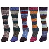 Zmart 5 Pack Women's Thick Knit Cotton Vintage Colorful Casual Fall Winter Crew Socks