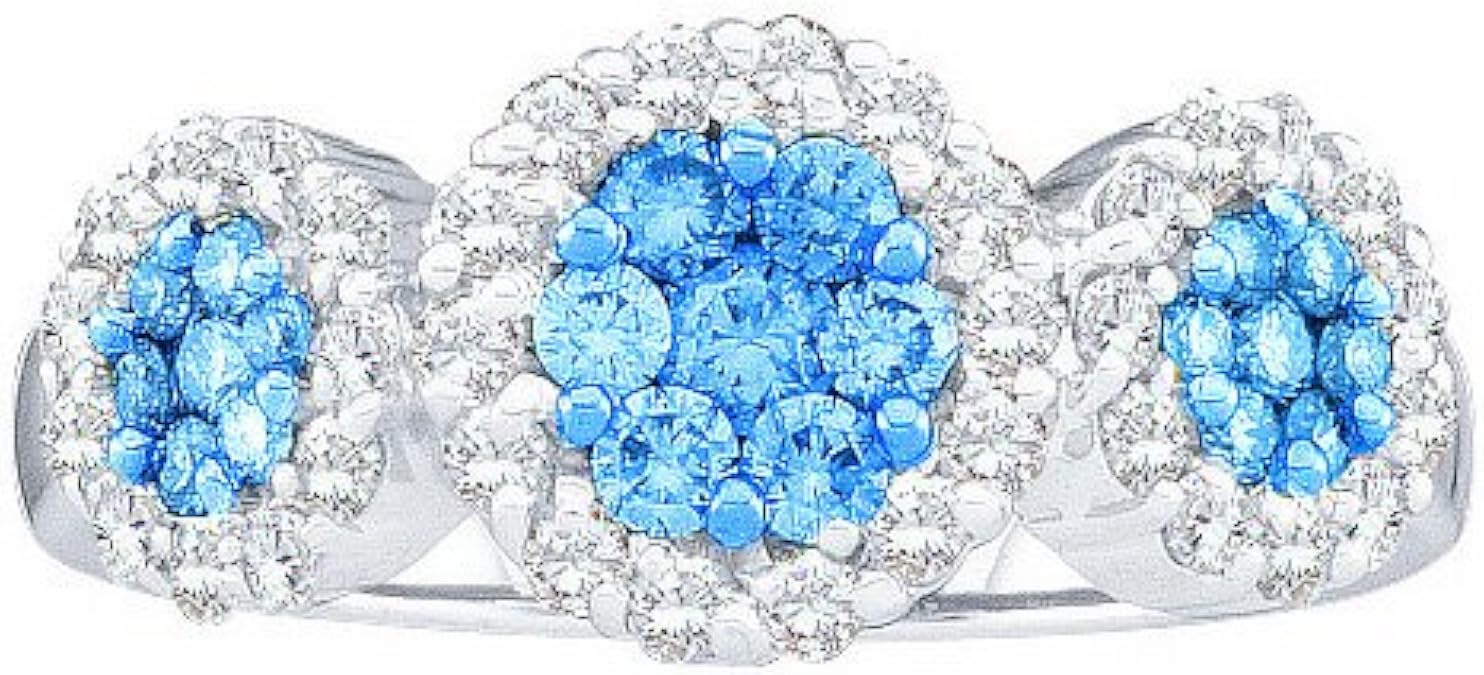 Amazon.com: 1.00CTW BLUE DIAMOND FLOWER RING: Jewelry