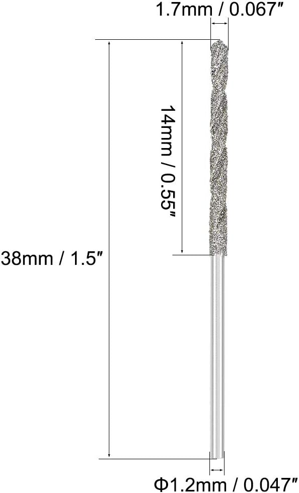 sourcing map 1.7mm Diamond Twist Drill Bits High Speed Steel for Glass Sea Shells Stone Tiles 5 Pcs - Image 3