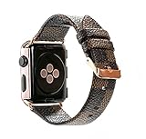 GOOSUU Watch Band for Apple Watch 42mm Fashion Leather iWatch Sport Series 1 2 3 Replacement Strap for Women Men Color Rose Gold Metal Buckle (Brown 42mm)