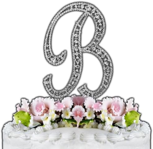 Elegance Collection - Vintage Style Letter B Monogram Cake Topper Made with Crystals