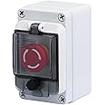 Emergency Stop Button with Box, Emergency Shut Off Switch E-Stop Push Button Switches Box Waterproof for Outdoor use, IP67 660V 10A