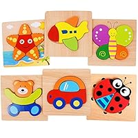 Wooden Jigsaw Puzzle Set, Animals & Vehicle Puzzles for Toddlers 1 2 3 4 Years Old  Girls Boys Toddlers, Educational Preschool Toys Gifts for Colors & Shapes Cognition Skill Learning