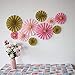Mybbshower Pink Gold Paper Flowers Wall Home Decor Girls Birthday Party Pinwheel Backdrop Pack of 10