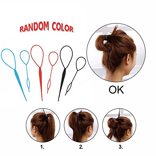 Topsy Tail Hair Styling Tool, Pack of 6 Tail Hair Styling Braid Hair Pull Through Tool Ponytail Bun Maker Ponytail Maker Styling Tool Hair Styling Accessories Kit for Women