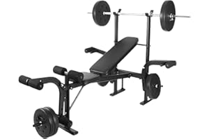 ZTGD Adjustable Weights Bench, 4 in 1 Gym Sets with Barbell Rack and Leg Developer, 800LBS Bench Press Set, Full Body Workout Machine for Home Gym, Build a Perfect Body (Black)