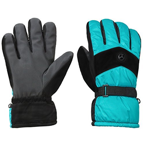 WILD SNOW Kids Children\'s Ski Gloves Winter Waterproof Windproof Glove size S (Green1)