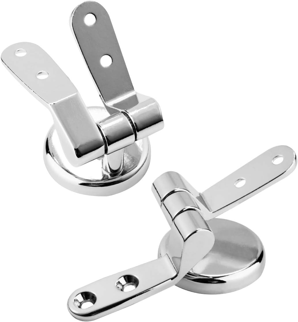 Locisne 1 Pair Toilet Seat Hinges,Universal Adjustable Zinc Alloy Finished Replacement Toilet Seat Hinges Fittings for Toilet Seats DIY Repair Kit - Image 5