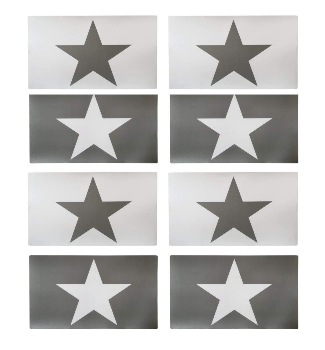 Vintage Star Design Place Mats Set of 8 Plastic Washable 43 x 29 cm Light Grey