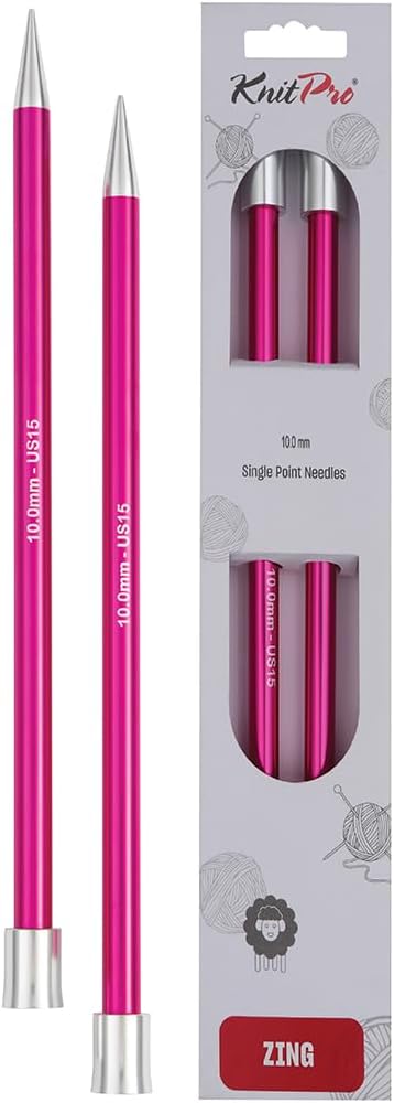 KnitPro Zing Single Pointed Needles 10 in 10.00mm 25cm