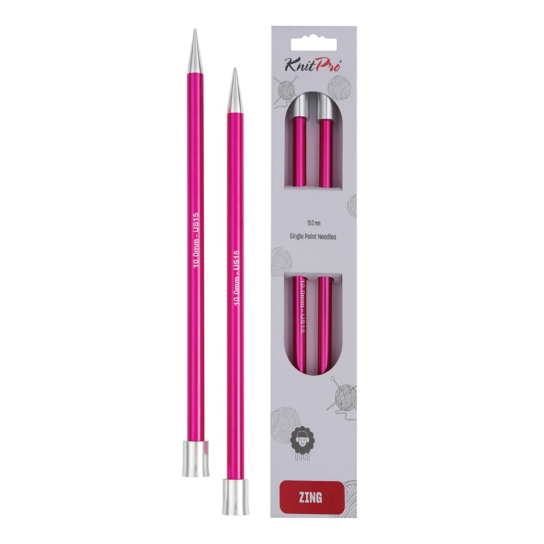 KnitPro Zing Single Pointed Needles 14" (35cm) | 10.00mm
