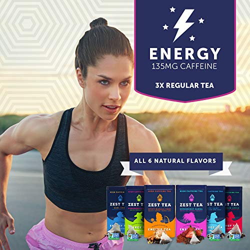 Zest Tea Energy Hot Tea, High Caffeine Blend Natural & Healthy Black