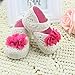 DZT1968® Baby Girl Knit Soft Sole Shoes Prewalker Socks Sneakers with Flower (12~18 Months)