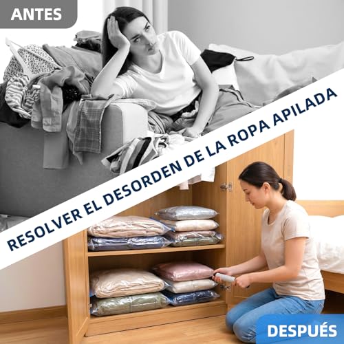 16 Piezas 60x40 cm Bolsas de Almacenamiento de Vacío con Bomba Eléctrica,Bolsas al vacio ropa viaje,80% de Ahorro de Espacio,Compresión rápida en 30s, Reutilizables, Almacenar Edredones,Cobertores