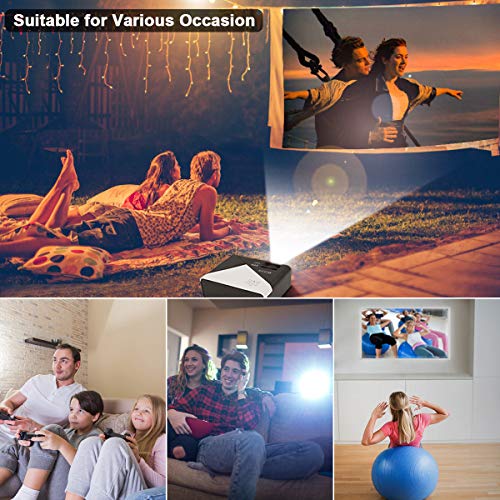 GRC Video Projector, 5000 Lux 1920x1080 Supported Full HD Native 720P Mini Movie Projector, with Built-in HiFi Sound Speaker, Compatible with TV Stick, HDMI, USB , AV, DVD for Multimedia Home Theater