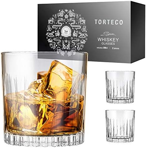 Whiskey Glasses Set of 2 - Torteco Classis Crystal Scotch Glasses 10 Ounce Lead-Free Glassware with Luxury Gift Box