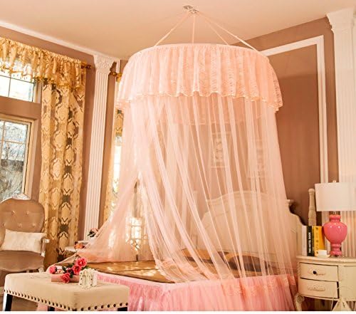 WENZHANG Round fly screen,Princess bed canopy Hanging court 1.5m 1.8m bedding double home Keeps away insects &amp; flies keeps away insects &amp; flies-Q Full-size