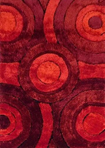 CHIC RUGZ Style 110 Red Hand Tufted Weave Modern Living Shag Area Rug, 2' x 3'