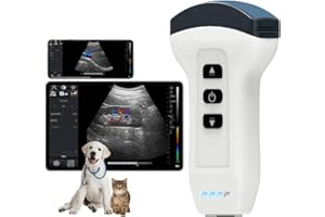 DAWEIanimed Wireless Color Doppler Ultrasound Machine 3.5MHZ Convex Probe, Wireless Veterinary Ultrasound Machine for Android and iOS, Handheld Ultrasound Scanner for Pig, Cow, Dog, Sheep