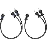 RECOIL R1F2M 99.99% Oxygen Free Copper 1 Female to 2 Male RCA Y Adapter Car Audio 1ft Splitter Connectors Twisted Pair with Noise Reduction 2 Pack