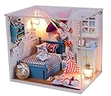 Wind Dollhouse Miniature DIY Dream House Kit With Furnitiure LED Toy and Cover Artwork Gift Brandon’s Room