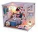 Wind Dollhouse Miniature DIY Dream House Kit With Furnitiure LED Toy and Cover Artwork Gift Brandon’s Room
